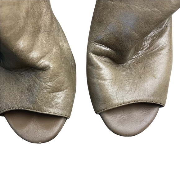 RUDSAK Women's Taupe Gray Leather Open-toe Ankle Block Heels Booties Size 38 - Picture 3 of 13